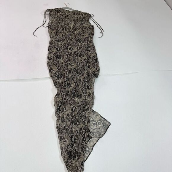 Veronica Beard Teagan Ruched Python-Printed Dress Womens 4 Ruched Slit - Picture 12 of 12